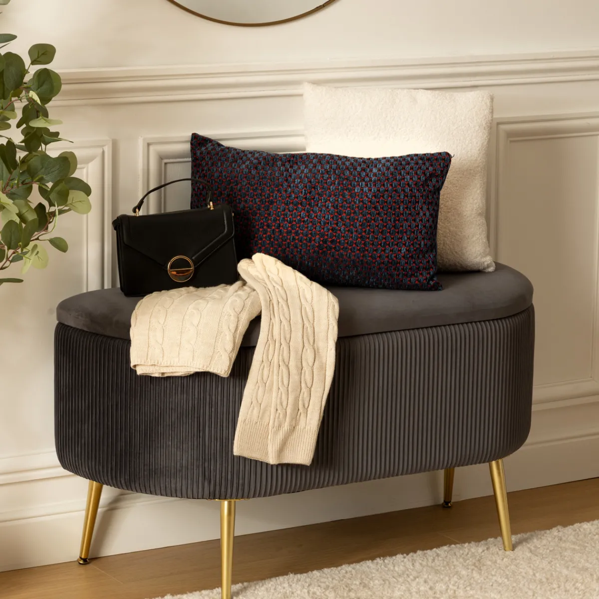 Banc coffre velours "Solaro"*ATMOSPHERA