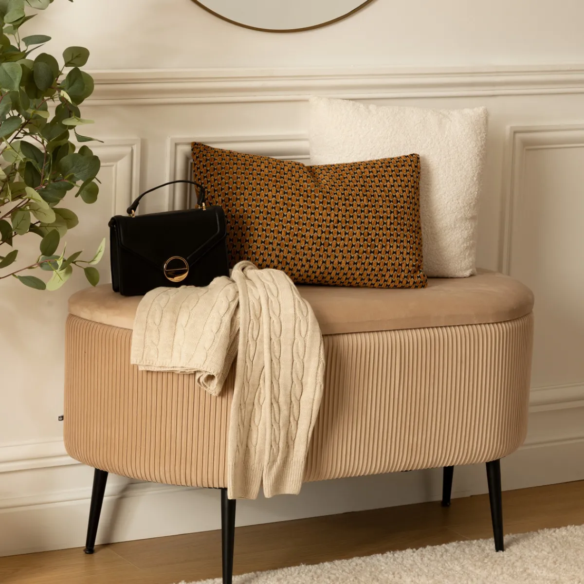 Banc coffre velours "Solaro"*ATMOSPHERA New