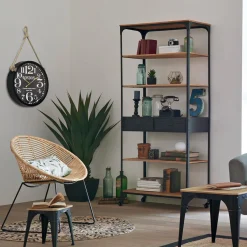 Bibliothèque 4 étagères et 2 tiroirs 