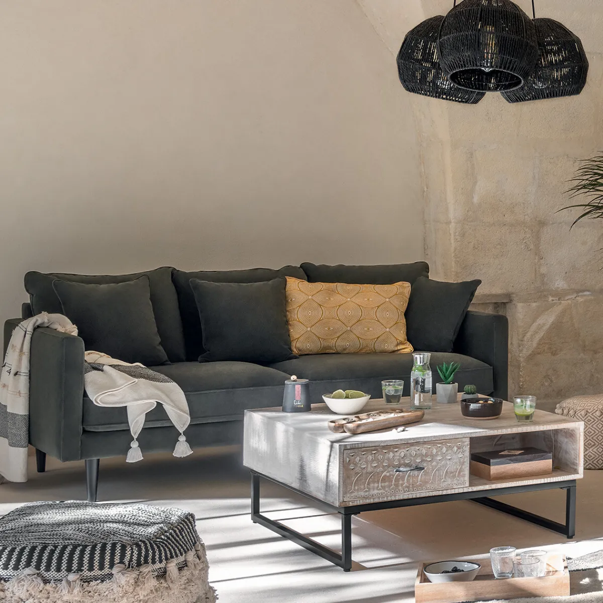 Canapé velours "Candice"*ATMOSPHERA Hot