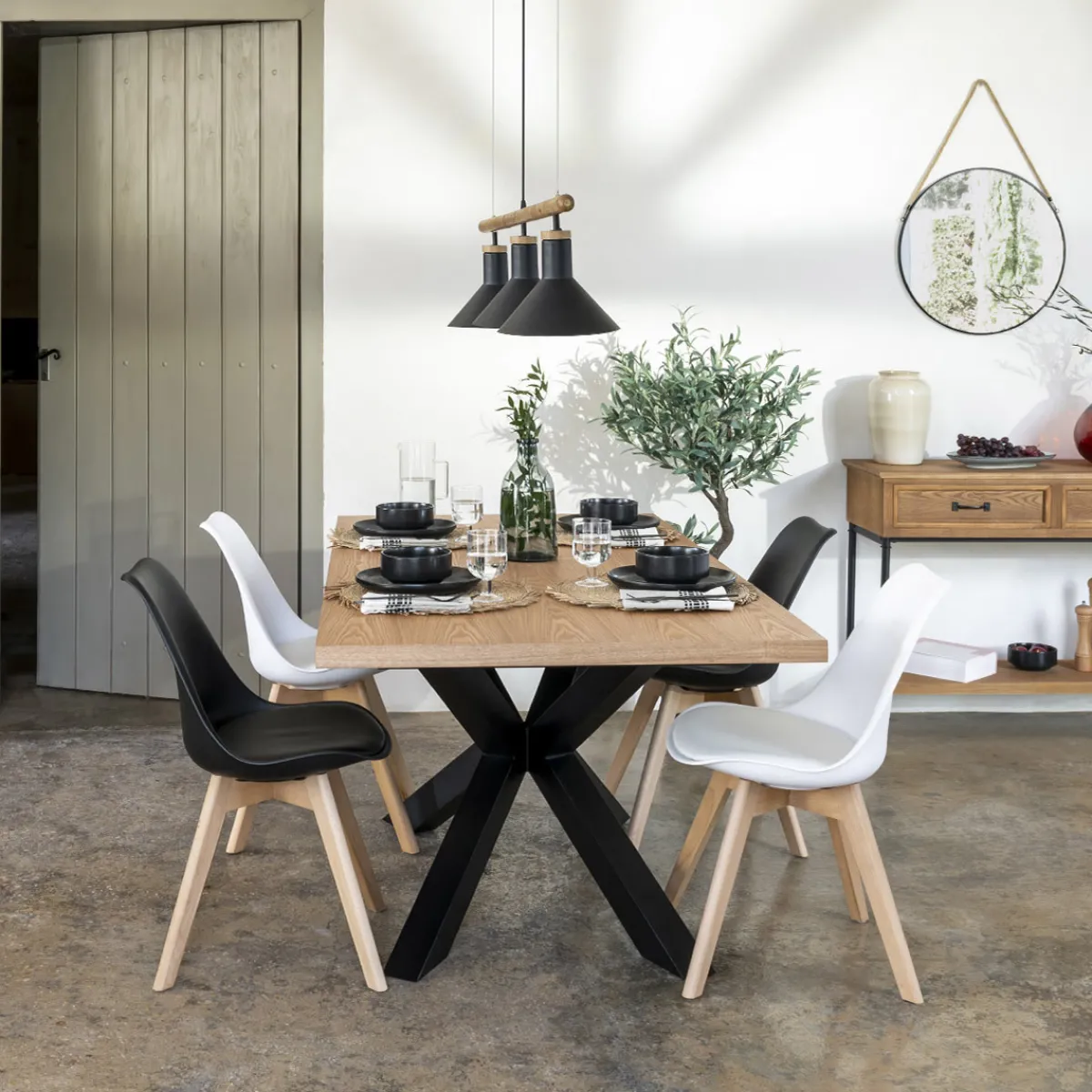 Ensemble table à manger extensible "Olaf" + 4 chaises "Baya"*ATMOSPHERA Clearance