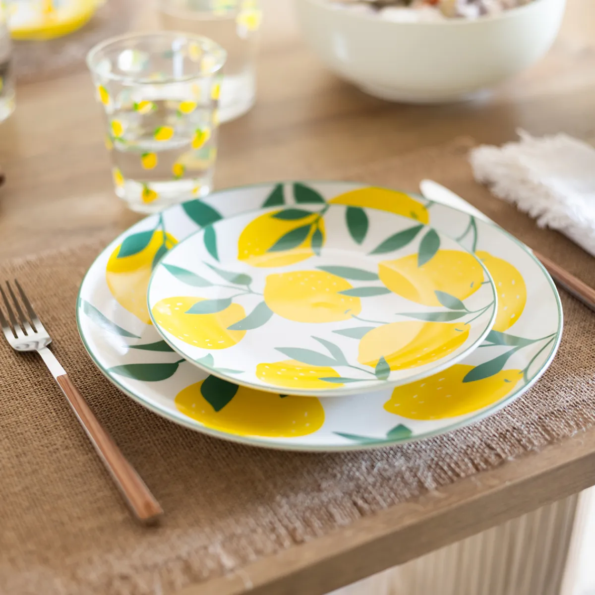 Lot de 6 assiettes plates "Citron"*ATMOSPHERA Discount
