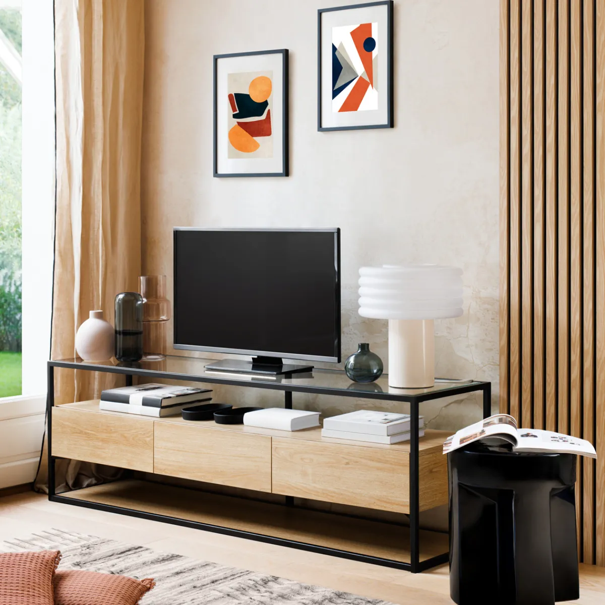 Lot de 2 panneaux décoratifs tasseaux bois Colva*ATMOSPHERA