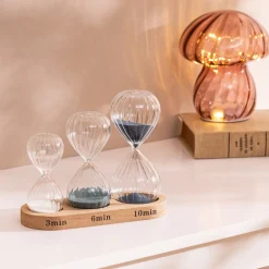 Lot de 3 sabliers avec support bois*ATMOSPHERA New