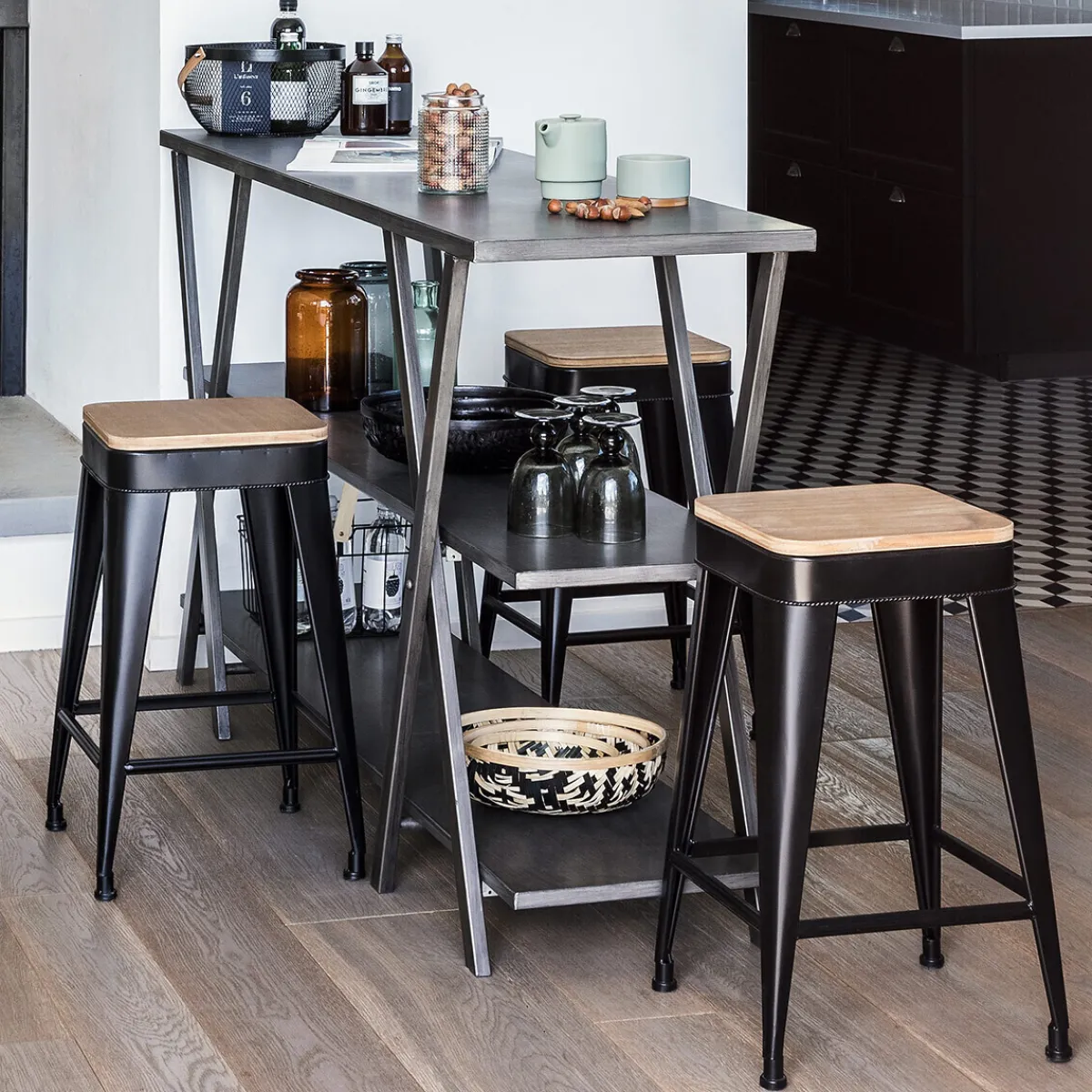 Lot de 2 tabourets de bar "Joris"*ATMOSPHERA Hot