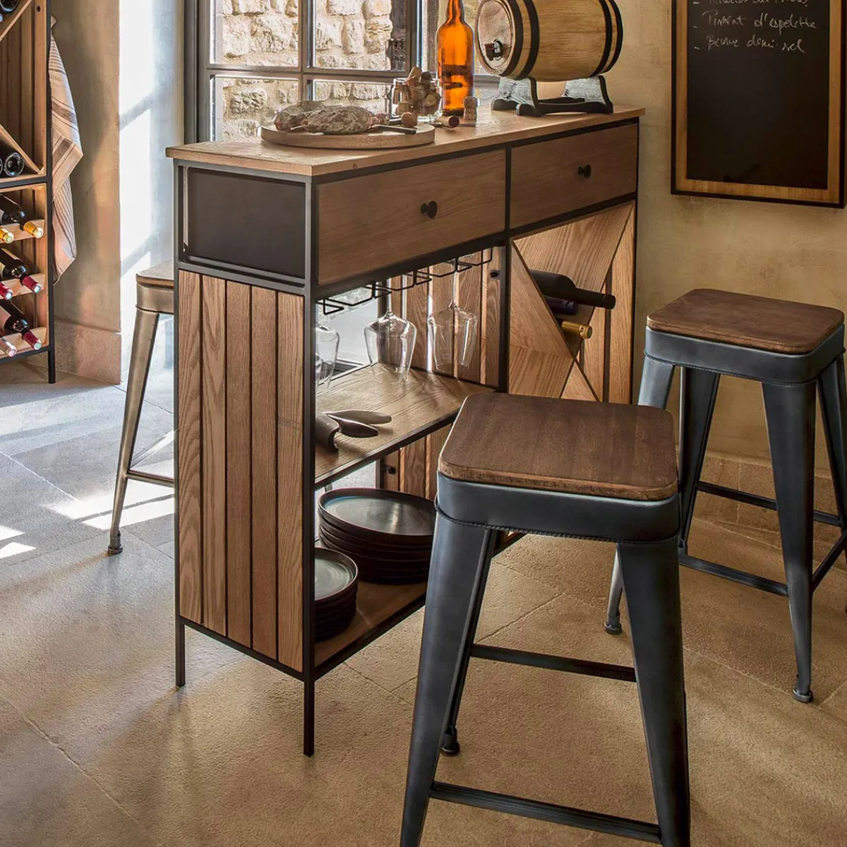 Lot de 2 tabourets de bar "Joris"*ATMOSPHERA Hot