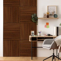 Panneau décoratif tasseaux bois Colva - 60x60x2,1 cm - Effet noyer*ATMOSPHERA New