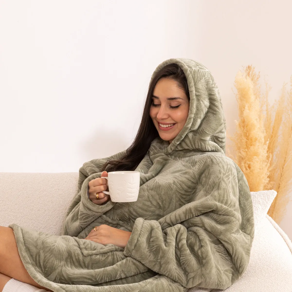 Plaid à manches capuche flanelle "Caleen"*ATMOSPHERA