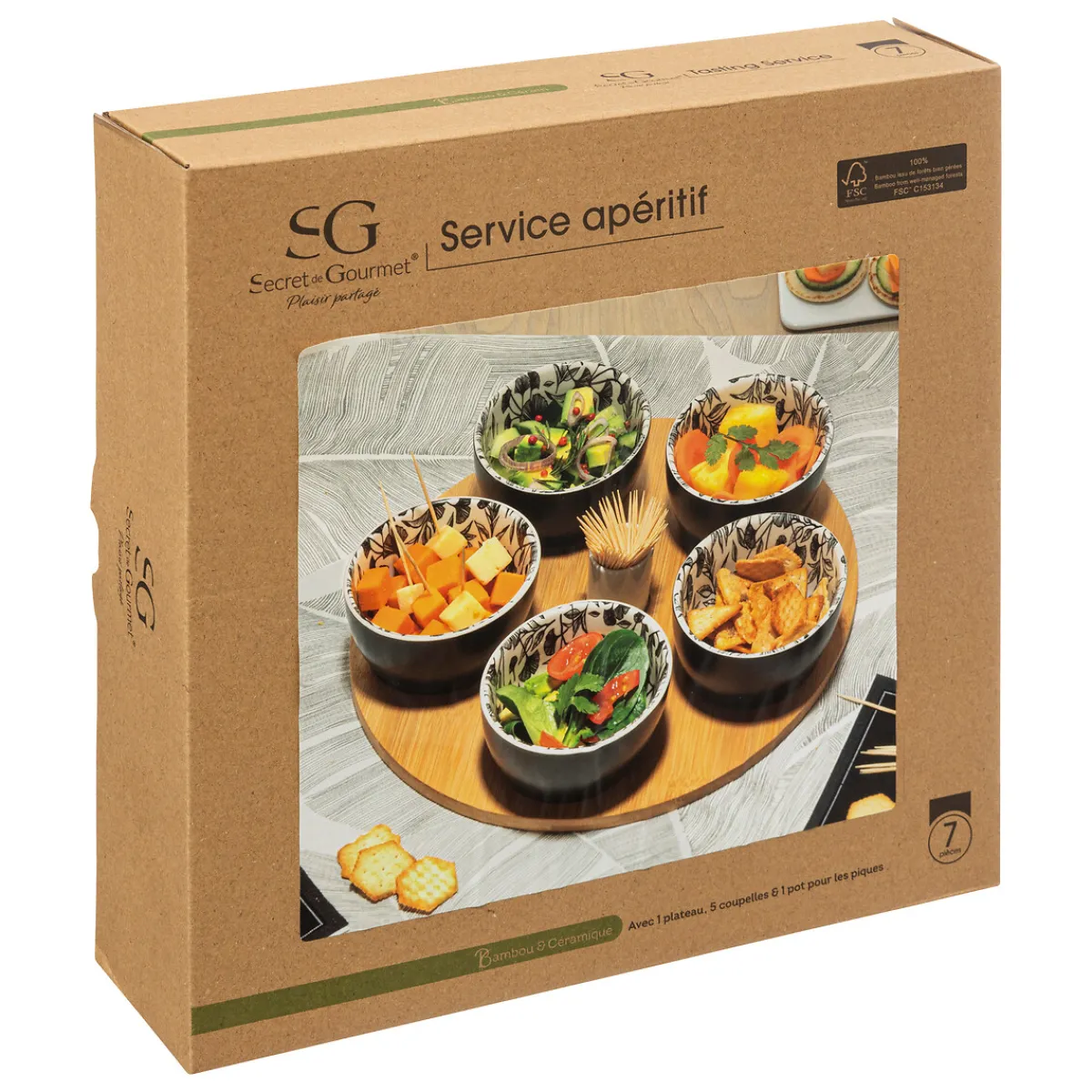 Service apéritif 7 pièces "White Floral"*ATMOSPHERA Clearance