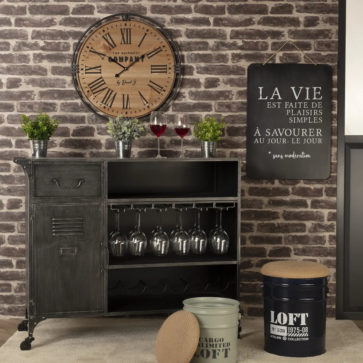 Set de 2 poufs bidons "Alfred"*ATMOSPHERA Clearance